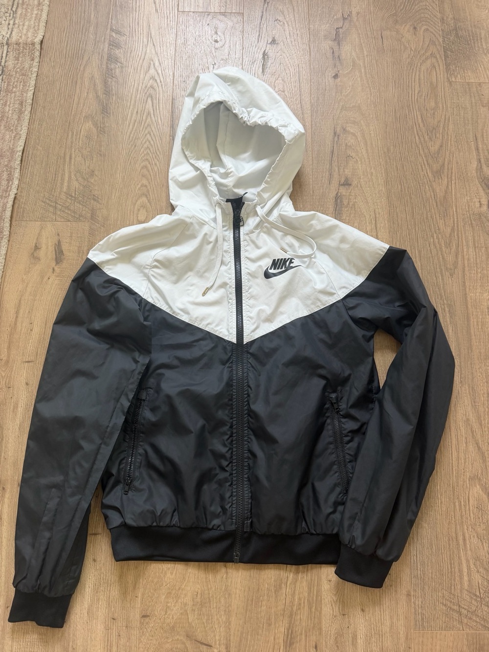 Nike Black and White Hooded Windbreaker Jacket